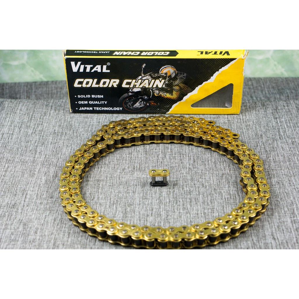 Nhông sên dĩa Ex 135 /EXCITER 135 / Ex135 SÊN VÀNG 9 ly hiệu VITAL- NSD, xích đĩa tải chính hãng Thái Lan