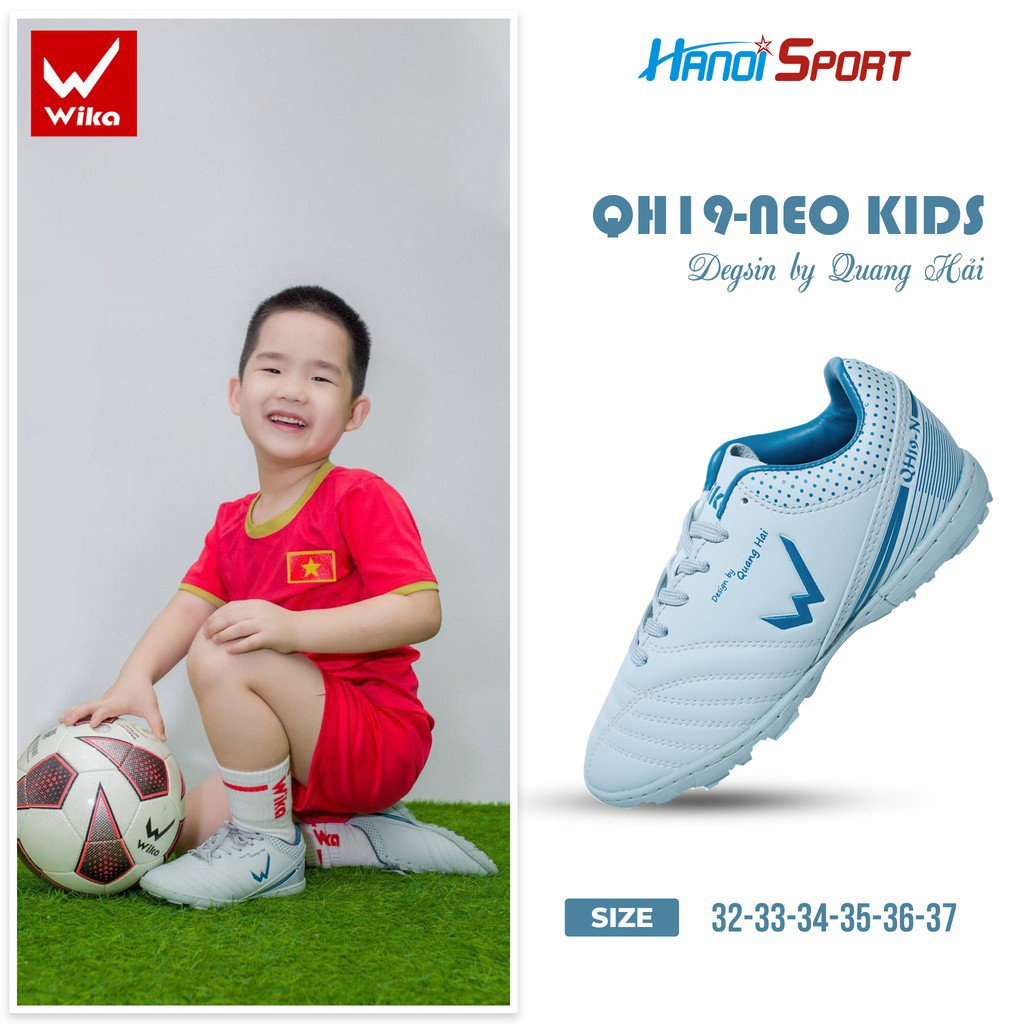 [ CHÍNH HÃNG ] Giày đá bóng trẻ em Wika Quang Hải QH19-NEO KID Chính Hãng , Da Microfiber Siêu Mềm