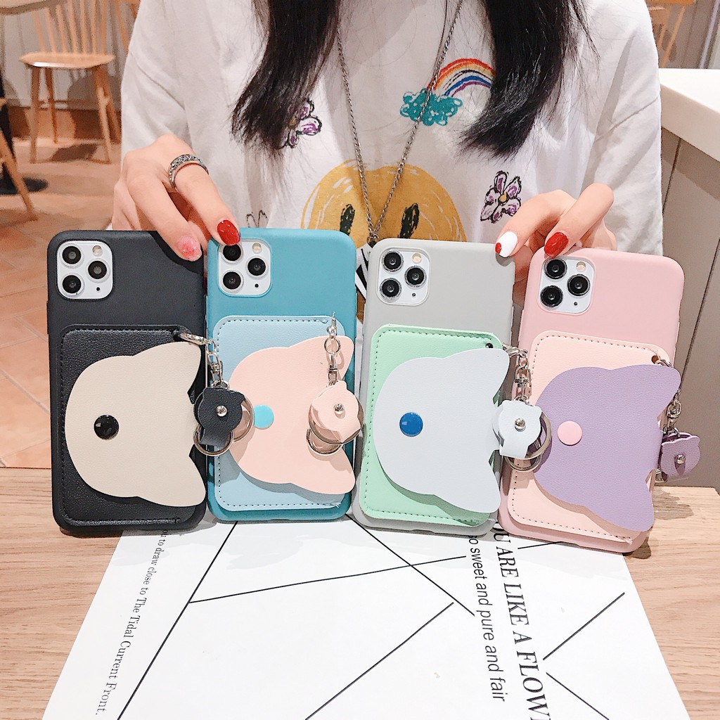 Case for iPhone 13 12 11 Pro XS Max iPhone X XR 7 8 6 6s Plus iPhoneSE 2020 Ốp điện thoại nhỏ gọn kiểu ví kèm móc khóa cho