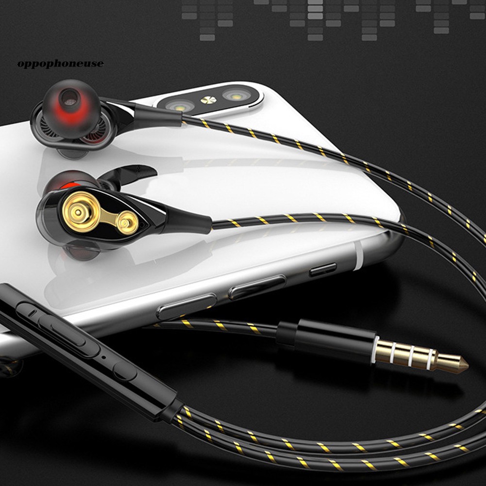 【OPHE】Dual Moving Coil 3.5mm Wired In-Ear Earphone Heavy Bass Stereo Earbuds with Mic