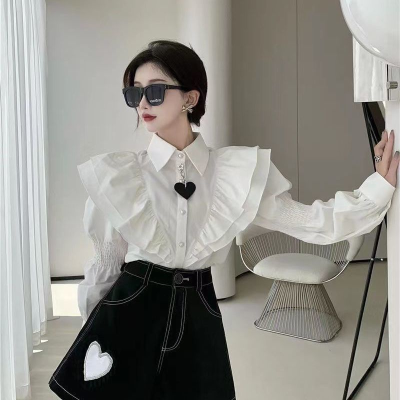 Áo Sơ Mi Nữ Dài Tay Nhún Bèo Mới