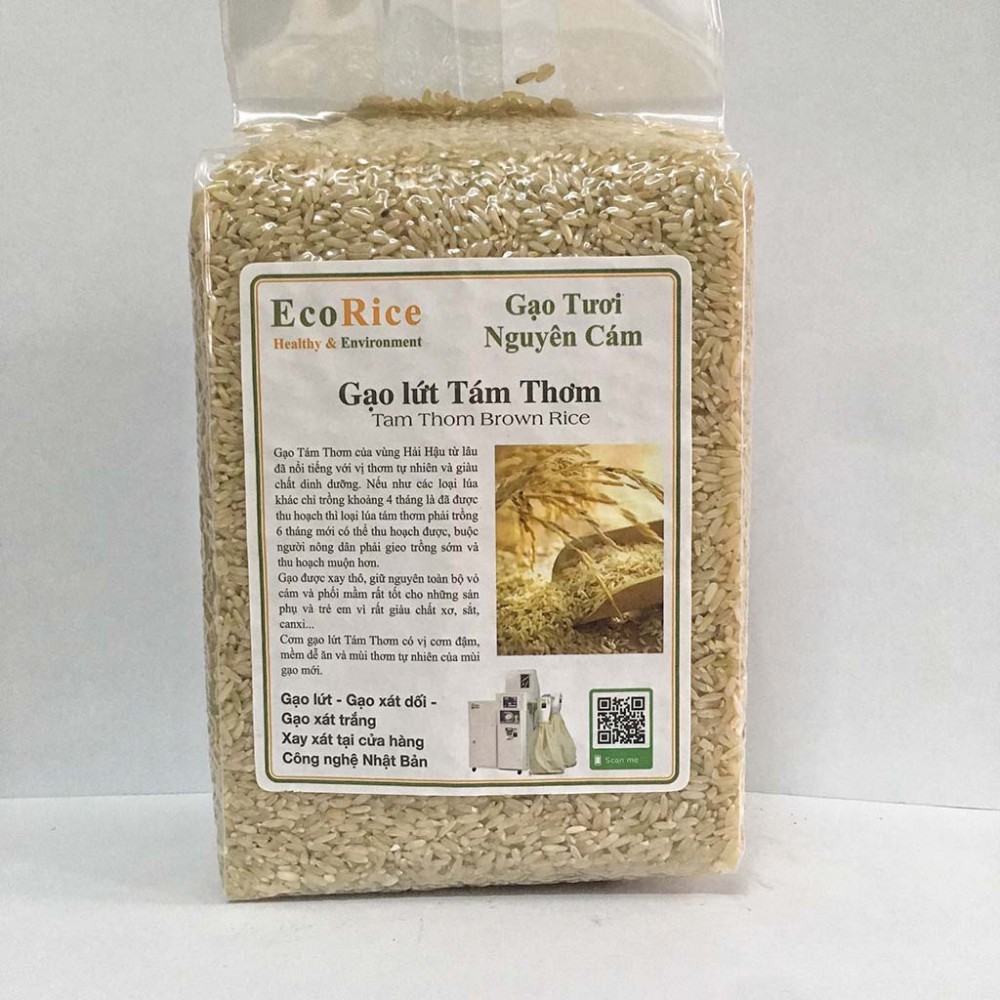 Gạo Lứt Tám Thơm nguyên cám ECO RICE 1Kg - Canh tác hữu cơ, không hóa chất, vị thơm tự nhiên và giàu chất dinh dưỡng | BigBuy360 - bigbuy360.vn