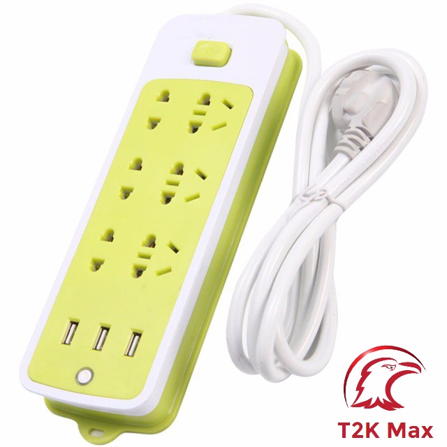 Ổ cắm điện xanh có cổng sạc usb đa năng chống giật - Ổ cắm điện thông minh - T2K Max