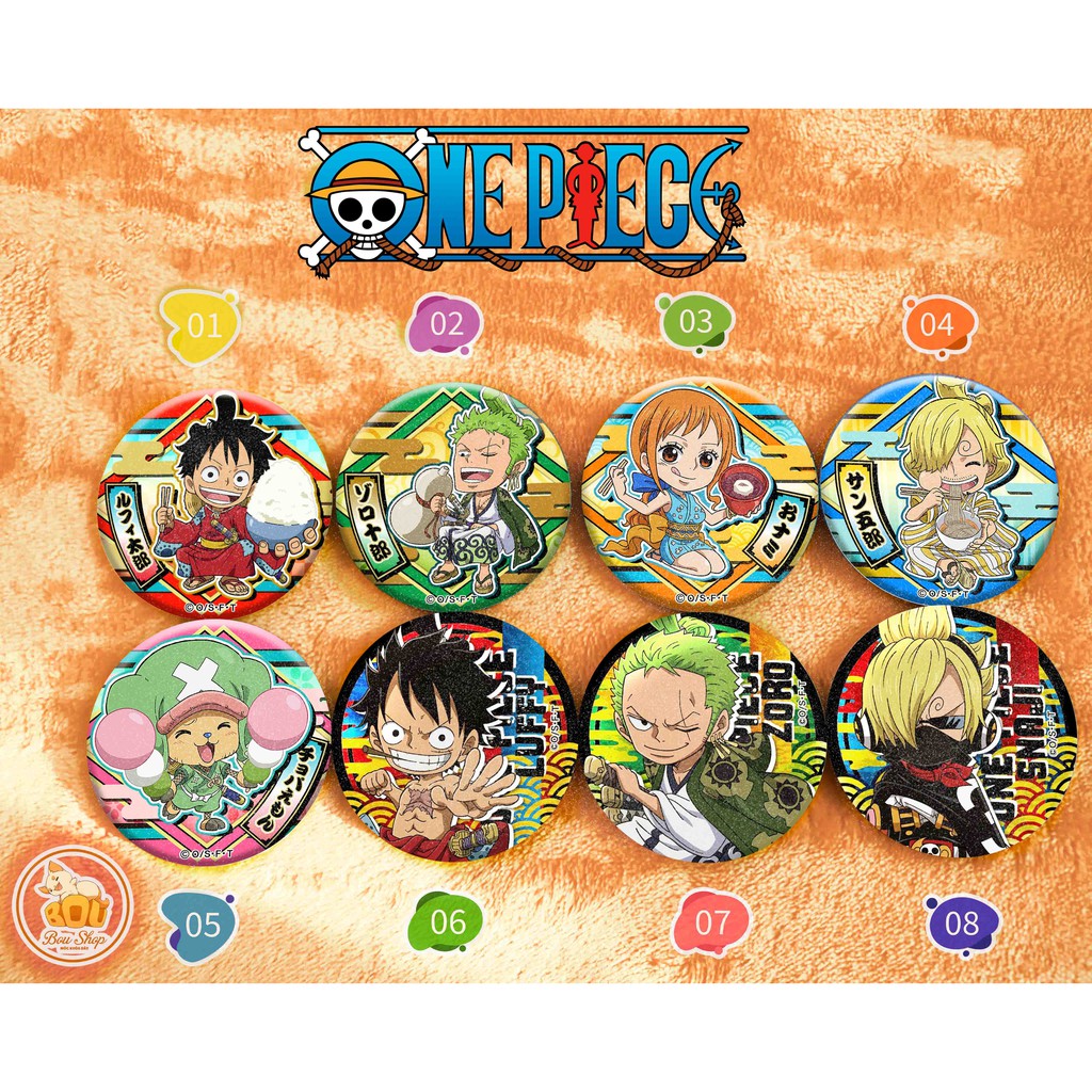 Huy hiệu lấp lánh One Piece Đảo Hải Tặc Wano Quốc Anime 17 Mẫu