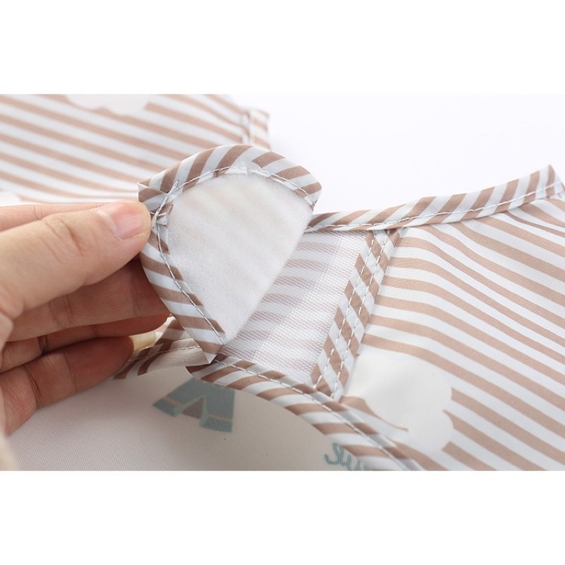 Yếm Ăn Ngắn Tay Chống Thấm In Họa Tiết Dễ Thương Dành Cho Bé