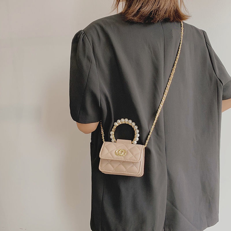 Túi Đeo Chéo Mini Đựng Điện Thoại Đính Ngọc Trai Sang Trọng