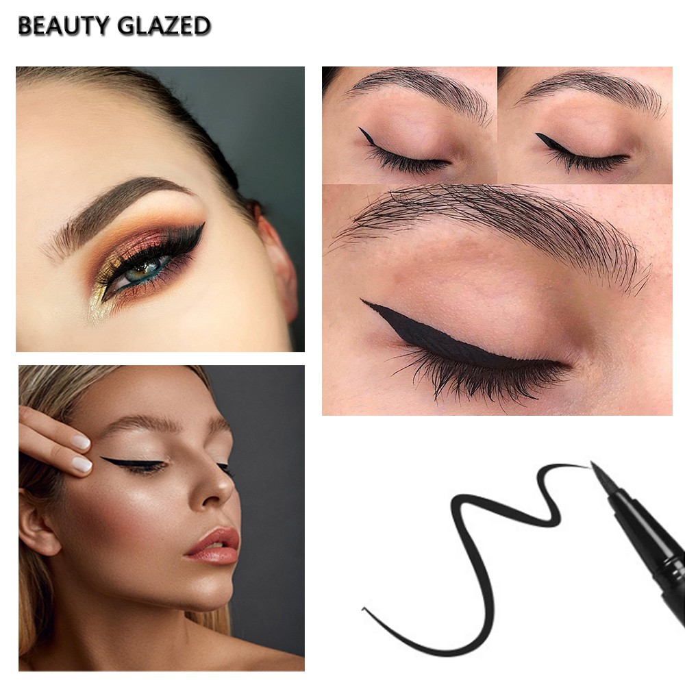 Bút kẻ mắt nước BEAUTY GLAZED màu đen chống nước lâu trôi làm đẹp dễ tẩy trang