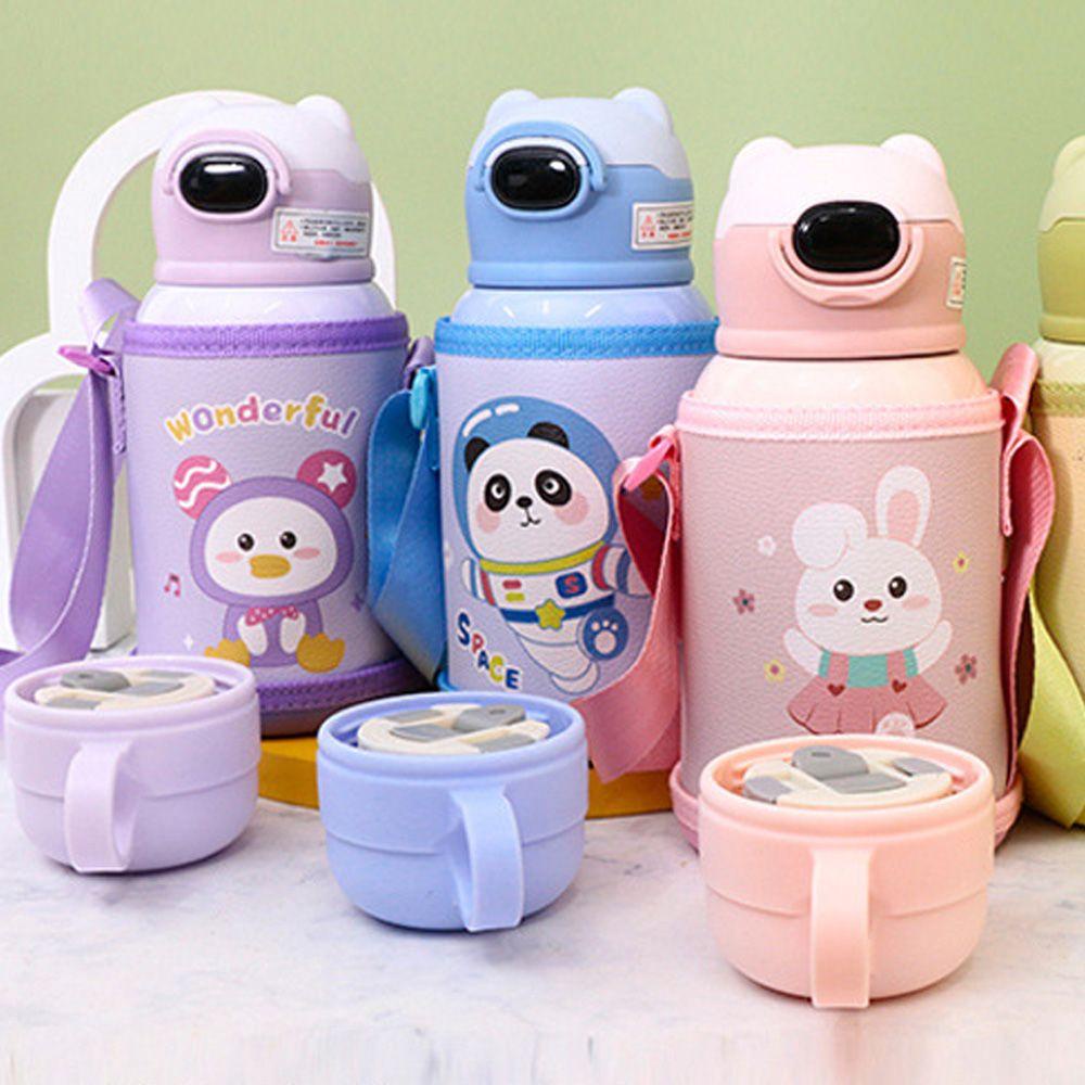 KUNHEV Bình Nước 500ml Bằng Thép Không Gỉ Chống Tràn Có Ống Hút Tiện Dụng Cho