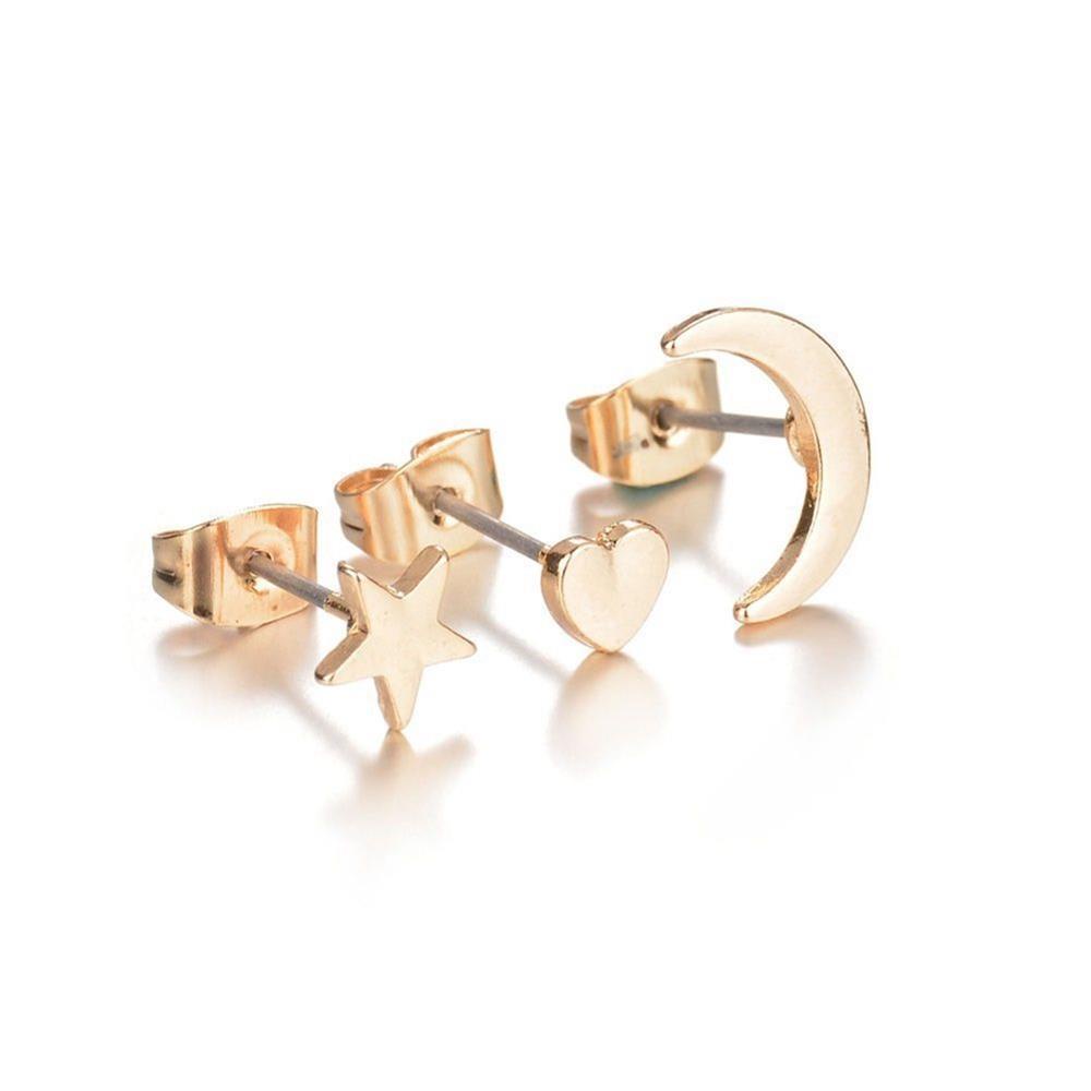 Set 3 Khuyên Tai Nhỏ Nhắn Dễ Thương Phong Cách Punk