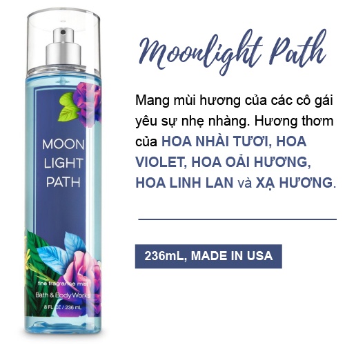 Xịt thơm toàn thân Bath & Body Works Fragrance Mist - Moonlight Path ( 236mL )