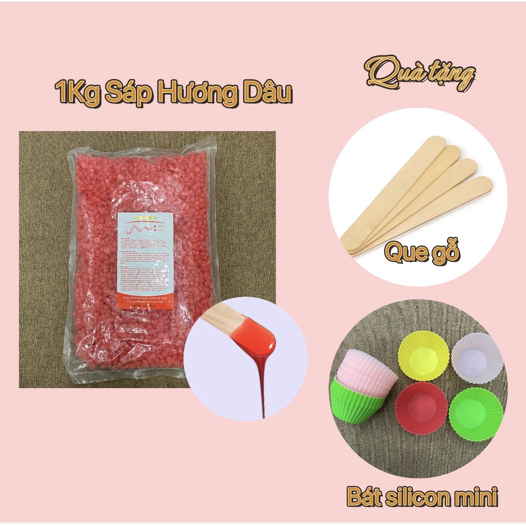 1KG SÁP MÀU TẨY LÔNG WAX BEANS SIÊU BÁM LÔNG TẶNG KÈM QUE WAX VÀ BÁT MINI