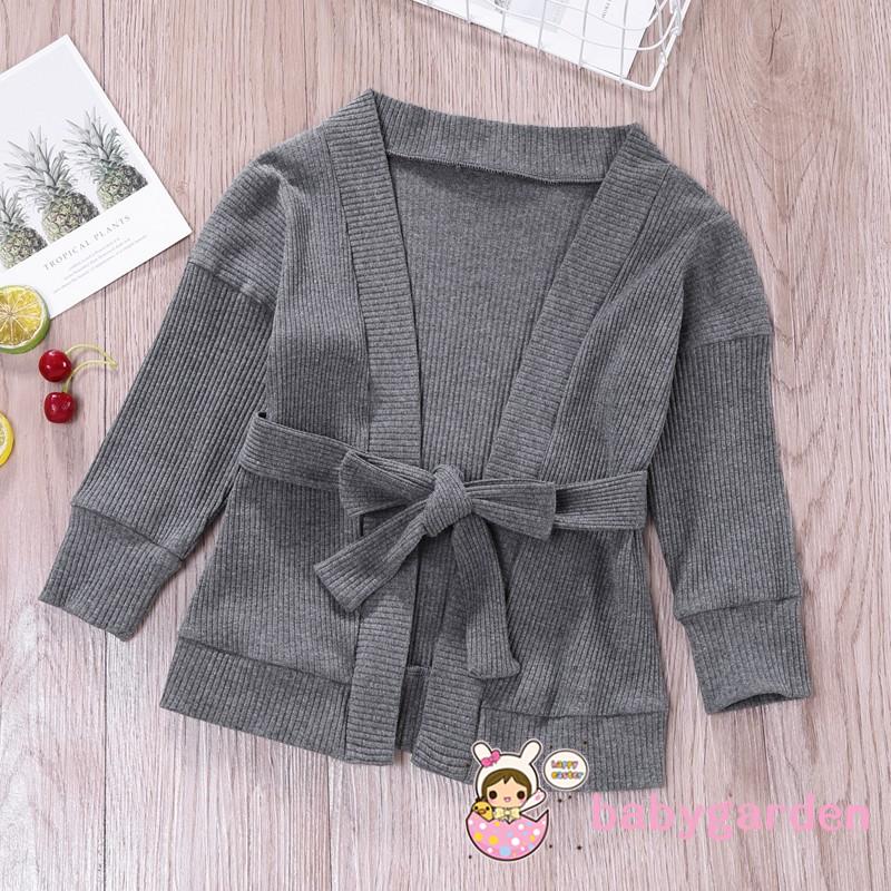 Áo Khoác Cardigan Dệt Kim Tay Dài Cho Bé Gái