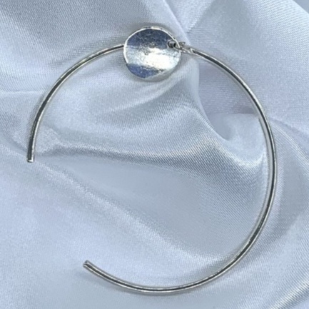 Vòng tay bạc nguyên chất SENYDA đặc ruột đai 2mm mặt thẻ tròn treo dạng hở freesize VT159
