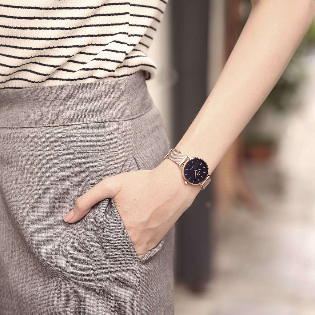 Đồng Hồ Nữ Curnon Moraine Charm Dây Kim Loại Chính Hãng, Thiết Kế Mặt Nhỏ Thời Trang
