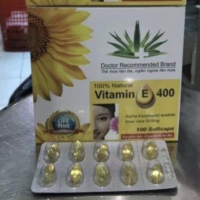 Vitamin E 400 Đẹp da, sáng da, chống lão hoá da hộp 100 viên chính hãng