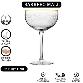Copuer martini viền vàng - ly thủy tinh hoa văn