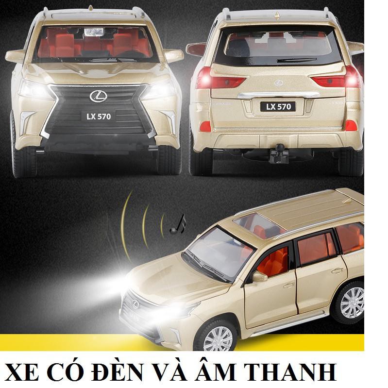 Xe ô tô LX570 tỉ lệ 1:32 màu đen, màu đồng mô hình bằng sắt mở các cửa có đèn và âm thanh  hàng Quảng Châu