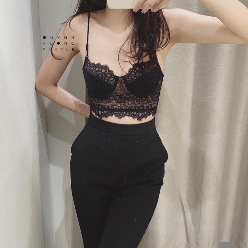 Áo bralette nữ ren mi dáng croptop siêu xinh có gọng