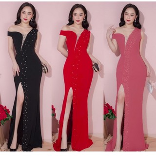 ĐẦM DẠ HỘI RỚT VAI MỘT BÊN ĐÍNH CƯỜM XẺ TÀ - MH68510