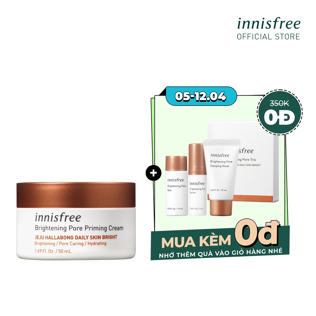 Kem dưỡng sáng da 3 trong 1 innisfree Brightening Pore Priming Cream 50ml