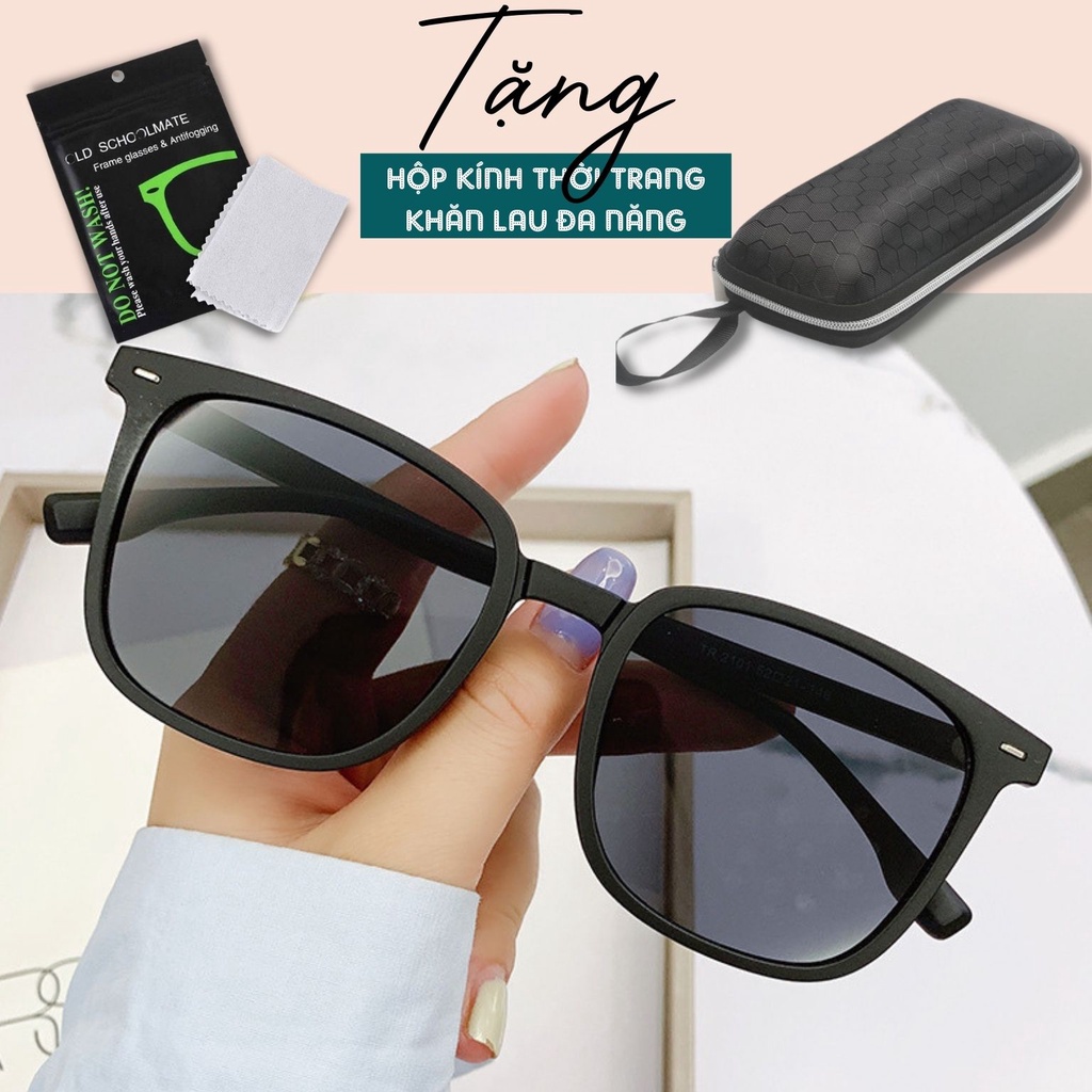 Kính râm nam, mắt kính mát đen thời trang gọng vuông cao cấp chống tia UV, đi biển đẹp ngầu Hottrend 2023 DETINO K08