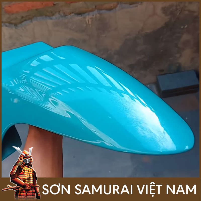 Sơn Samurai Xanh 322 - Sơn Xịt Samurai Xanh Nitron Nhám (Combo Sơn Nhựa Nhám)