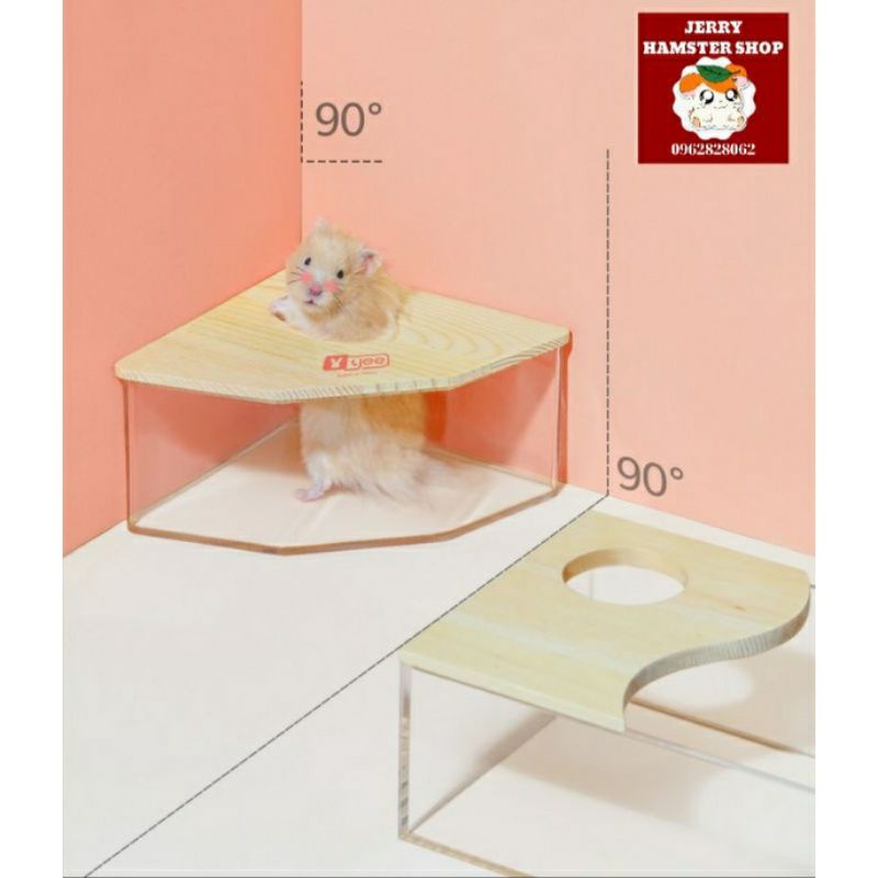 Nhà tắm acrylic nắp gỗ cho hamster