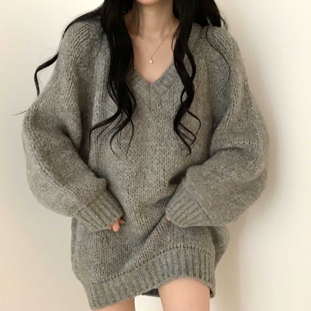  Áo sweater dệt kim dáng rộng cổ chữ V thời trang xuân thu cho nữ 2021 | BigBuy360 - bigbuy360.vn