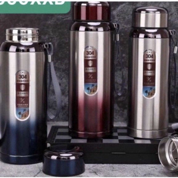 Bình giữ nhiệt nóng lạnh lõi thép inox 304 chống gỉ 1000ml - Chai giũ nhiệt đa năng nắp đậy thiết kế chắc chắn