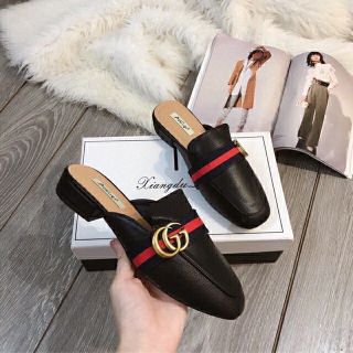GIày Sục Đai Sọc Đỏ  Chất Da Mềm (Sục kẻ đỏ)
