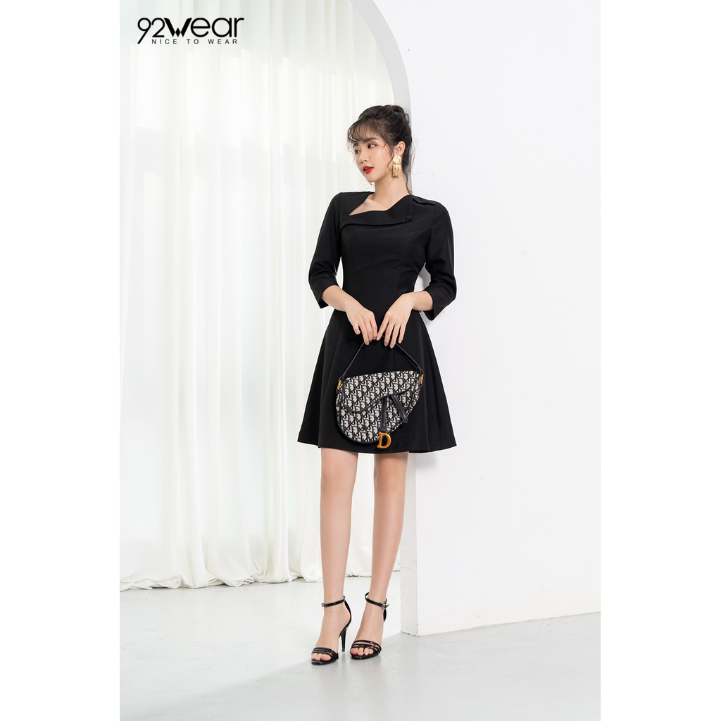 Đầm xòe công sở dáng dài cổ lệch DEW0597 - 92WEAR | BigBuy360 - bigbuy360.vn