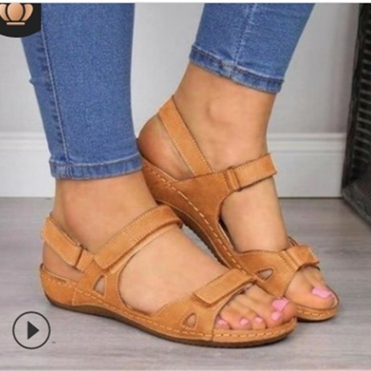 Xăng đan Đế Dày Hở Ngón Quai Dán Rộng Hở Ngón Màu Trơn size Lớn 43 Dành Cho Phụ Nữ Mang Thai