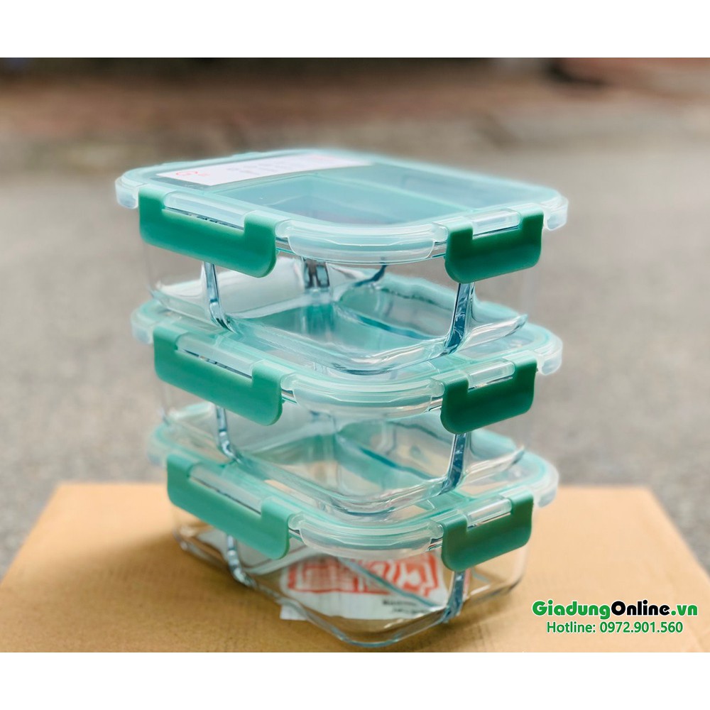 Hộp Thủy Tinh Lock&Lock Chia 2 Ngăn Llg457 860Ml; 3 Ngăn Llg458 1040Ml