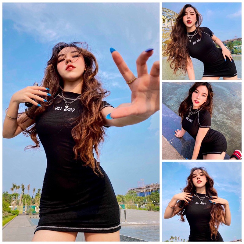 [Mã SKAMA06 giảm 8% tối đa 50K đơn 250K] Đầm Body Basic Tay Ngắn Chất Thun Gân Logo Thêu Năng Động (ATYPICAL DRESS) | BigBuy360 - bigbuy360.vn