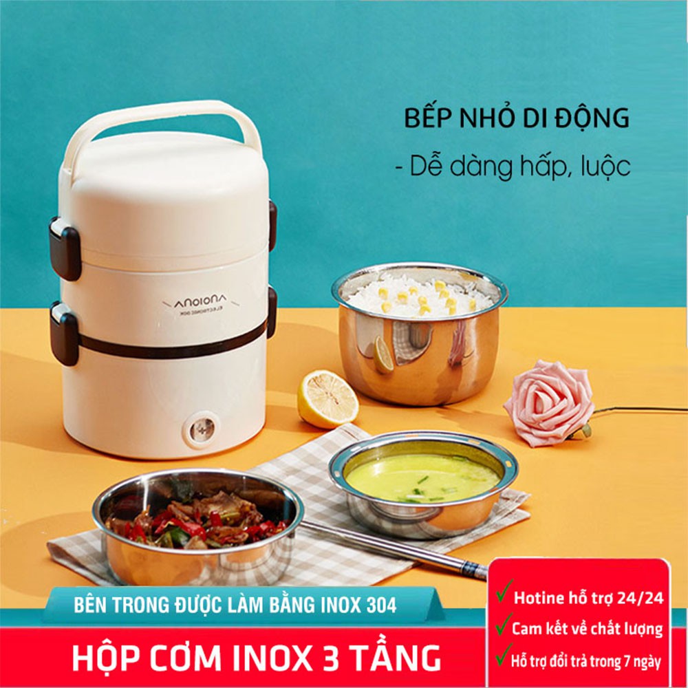 Hộp cơm cắm điện | Hộp cơm hâm nóng cho dân Văn Phòng | Nối nấu mini đa năng Inox