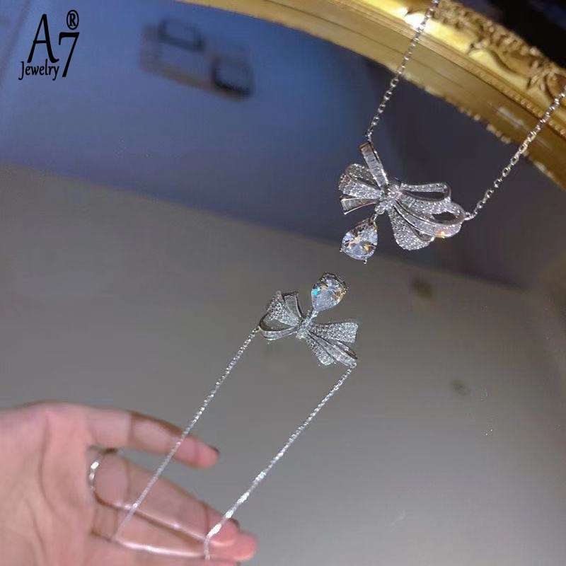 Vòng cổ bạc S925 mặt nơ thời trang cho nữ