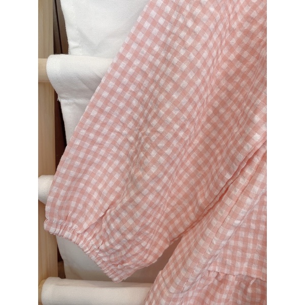 Váy Hồng Kẻ Caro Cổ Vuông Tiểu Thư Style Hàn Quốc NIAKI - TT35