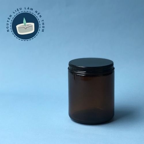 Hũ/Cốc thủy tinh màu nâu làm nến thơm 200g Hũ thủy tinh nâu nắp nhom Nguyên liệu làm nến thơm