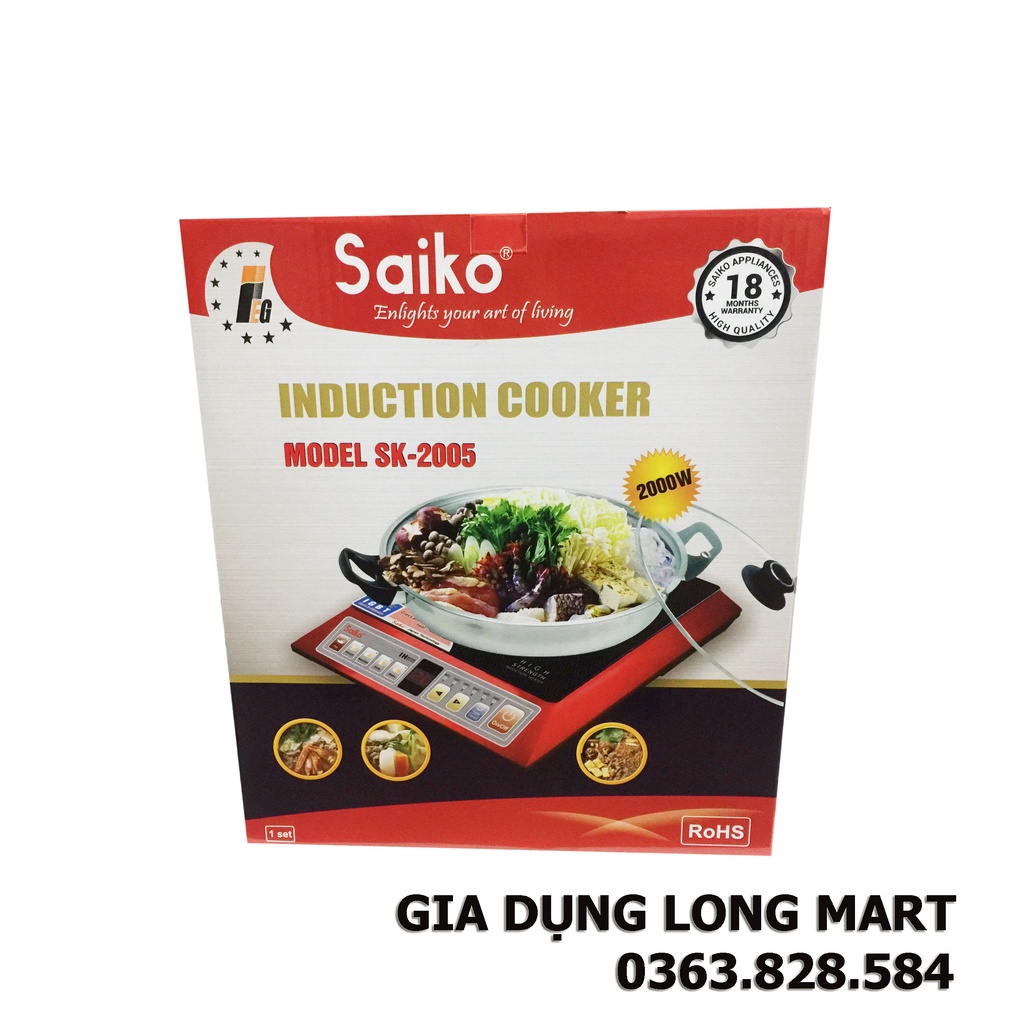 Bếp Từ Đơn SAIKO SK-2005 , Tặng Kèm Nồi Lẩu Đa Năng, Bảo Hành 12 Tháng