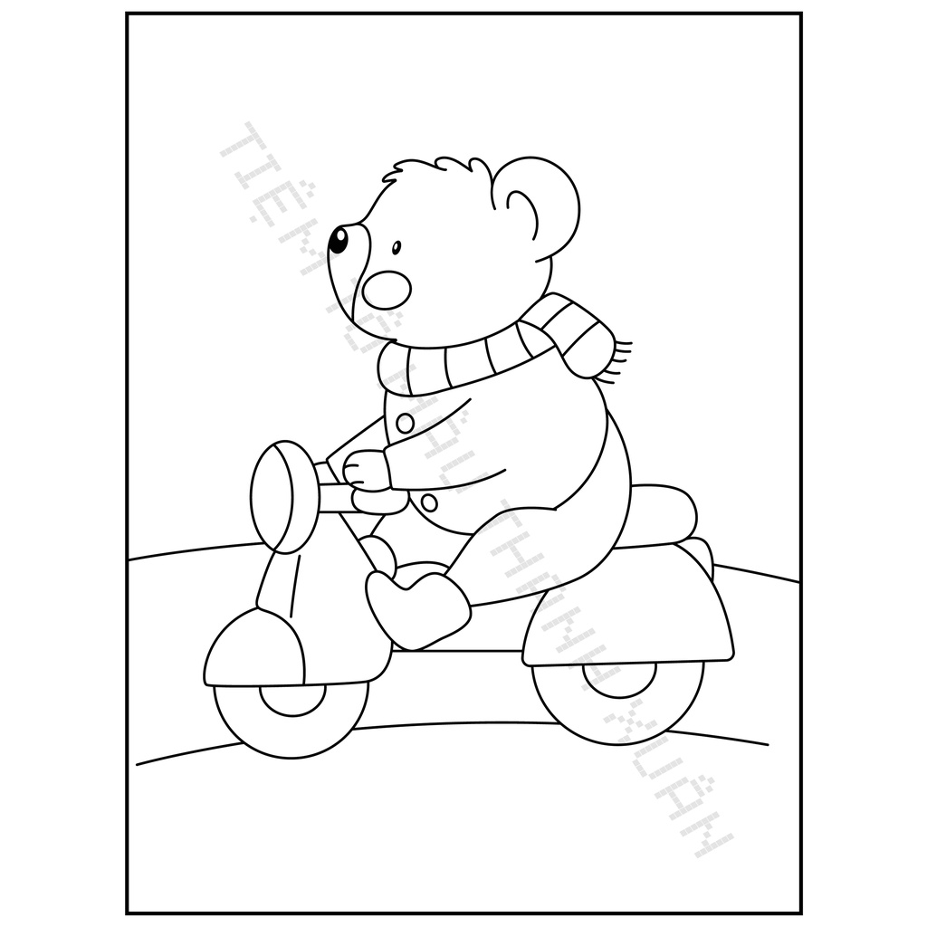 Set 10 Tờ Tranh Tô Màu Hình Gấu Cute Cho Bé Tô Màu Sáp, Màu Chì - Tiệm Tô Màu Thanh Xuân