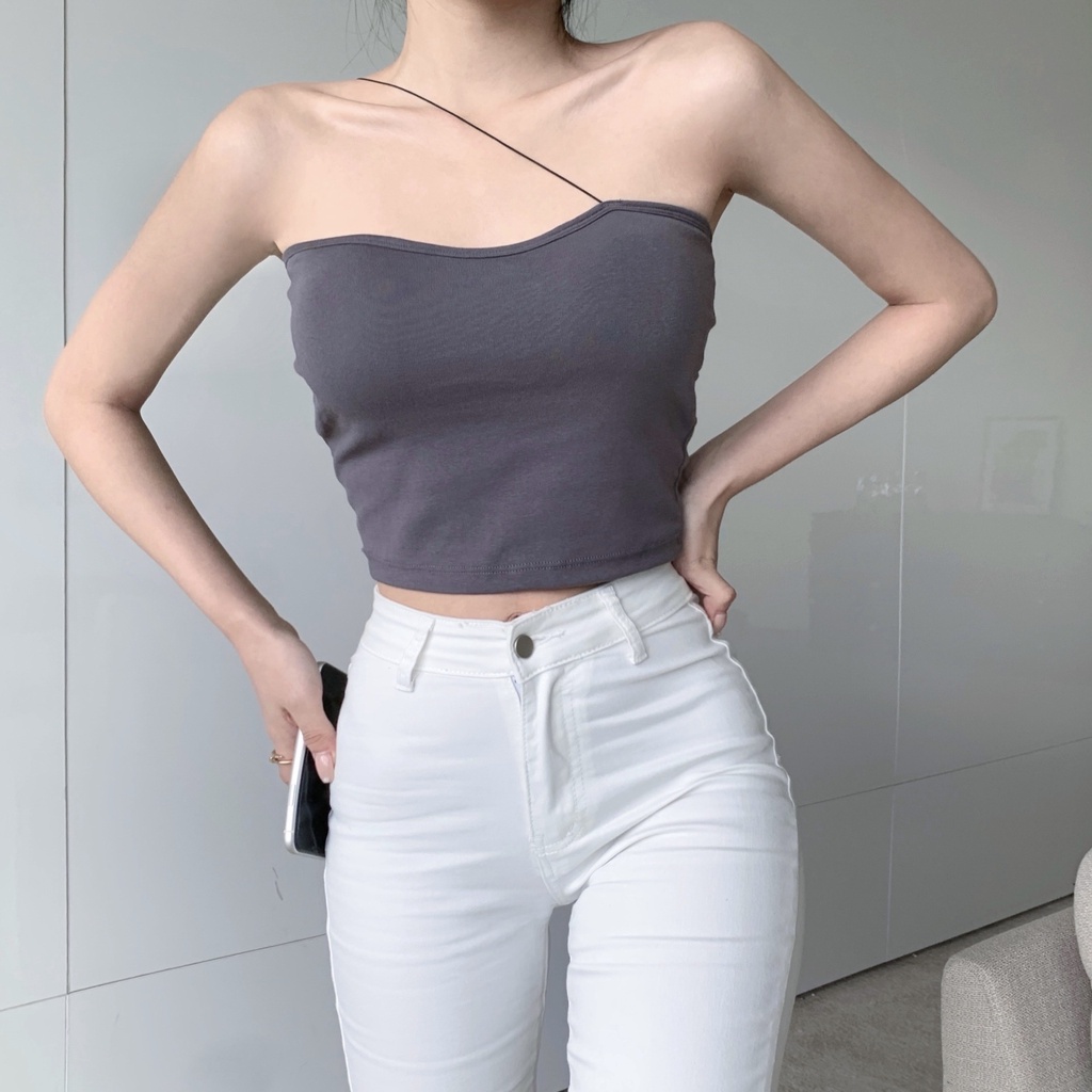 Áo Tank Top Trễ Vai Thiết Kế Đơn Giản Thời Trang Mùa Hè Quyến Rũ Cho Phái Nữ