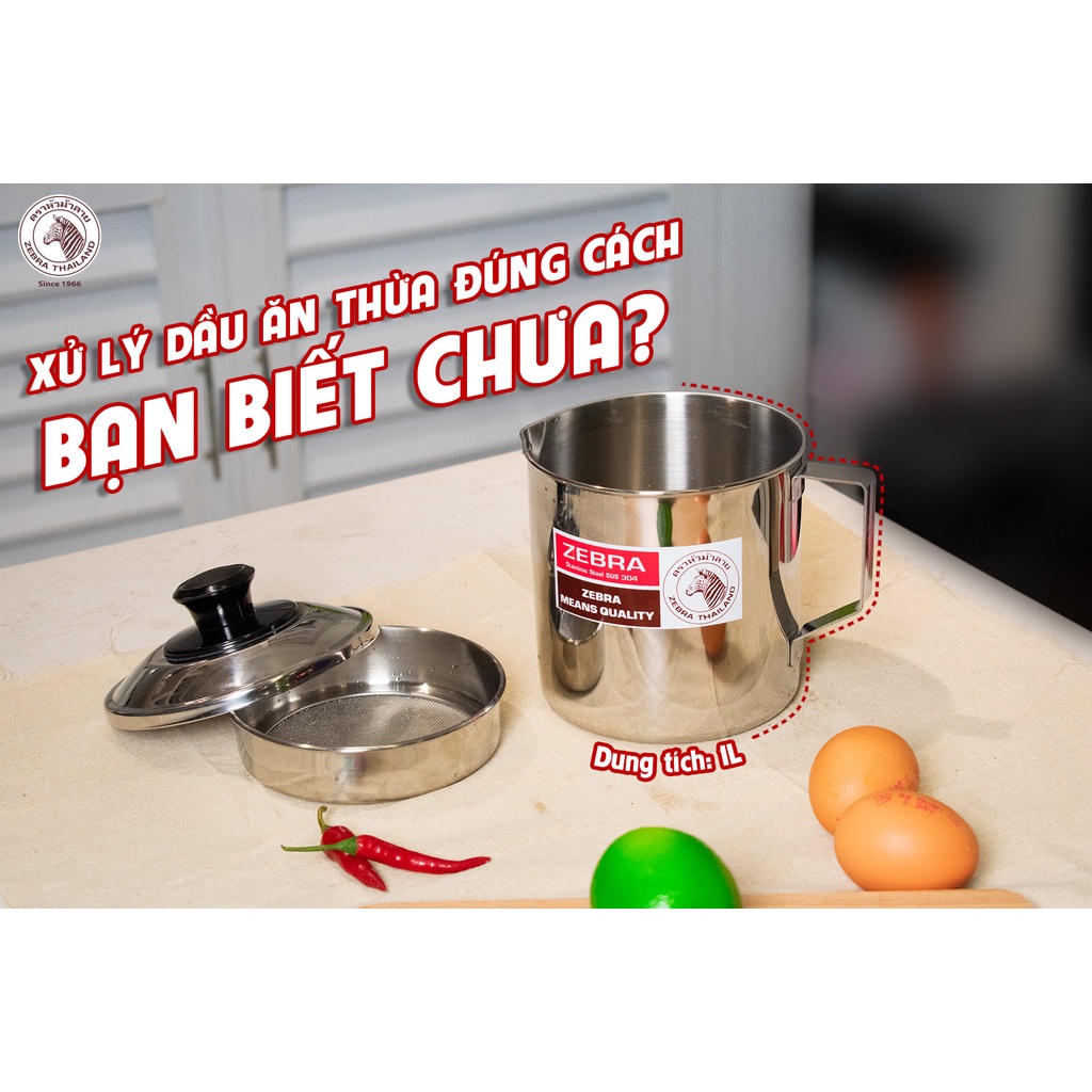Ca lọc dầu inox 304 Zebra - 151101 - nhập khẩu Thái Lan