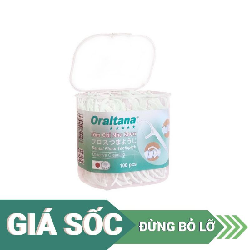 Tăm chỉ nha khoa Oraltana, được các nha sĩ khuyên dùng, vệ sinh răng miệng, lọ 100 cái