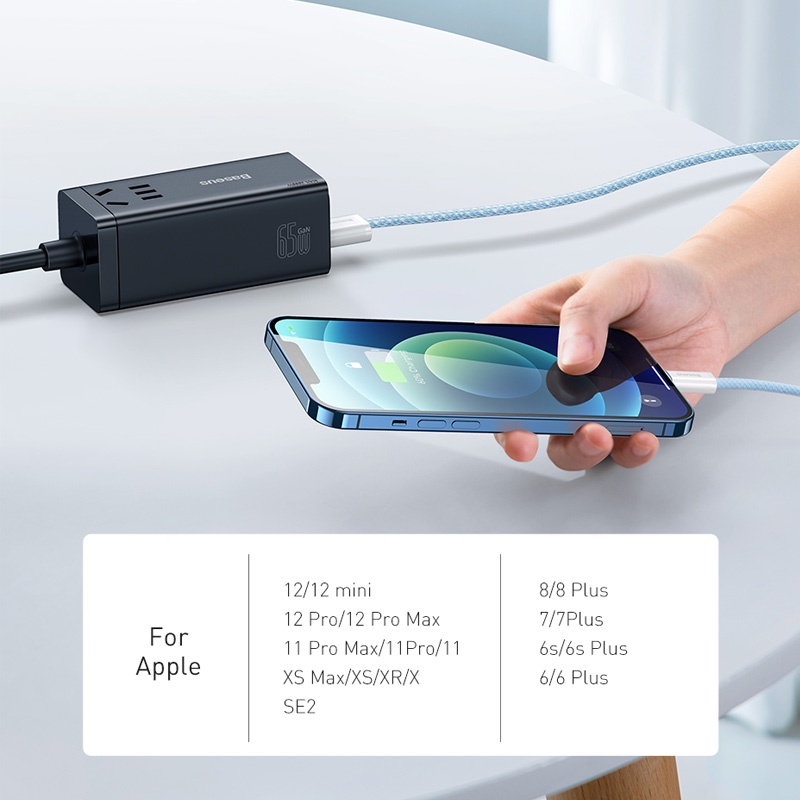 Dây cáp Baseus hỗ trợ sạc nhanh đầu cắm USB cho iPhone 13 Pro Max 12 mini pro max