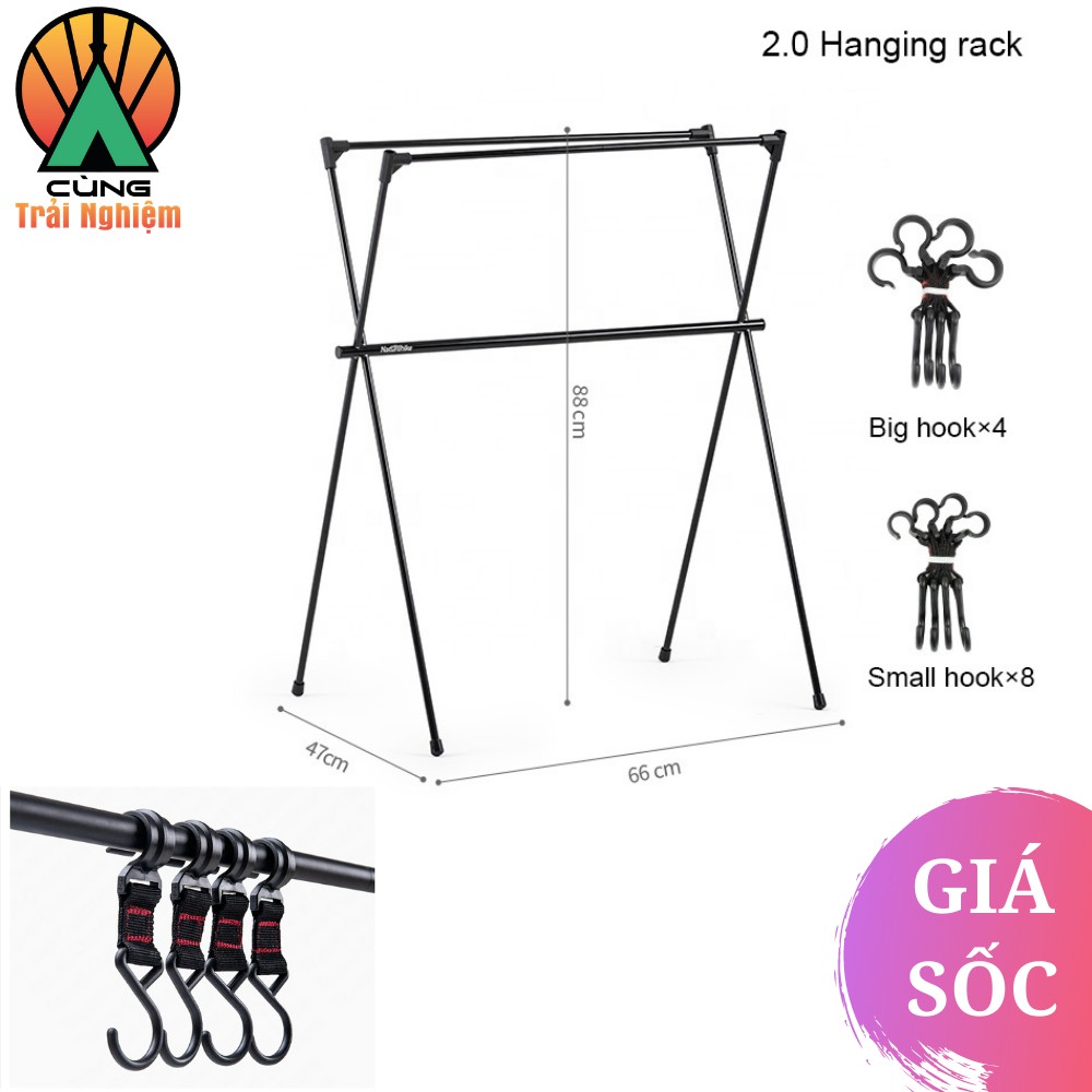 [CHÍNH HÃNG] Giá Treo Đồ Dã Ngoại Kèm Móc Naturehike 2.0 Hanging Rack Tiện Ích Cho Hoạt Động Ngoài Trời NH20PJ102-2