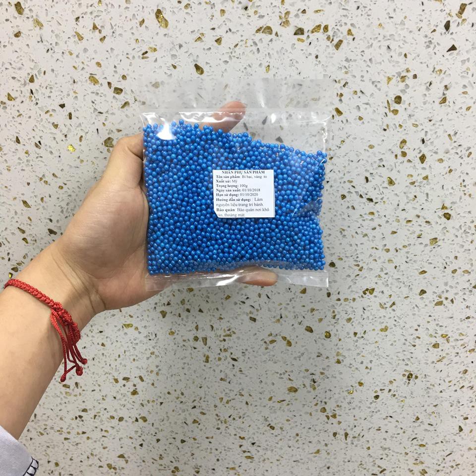 bi các màu to 100g, bi đường trang trí bánh kem