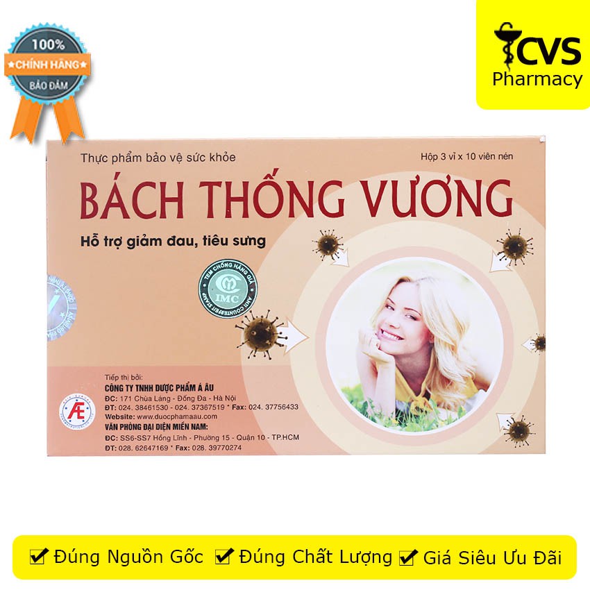 Bách Thống Vương (Hộp 30 viên) - Hỗ Trợ Giảm Đau, Tiêu Sưng - cvspharmacy
