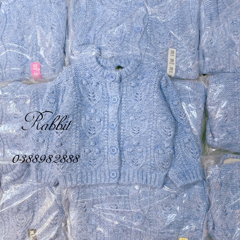 Cardigan len xanh vặn thừng