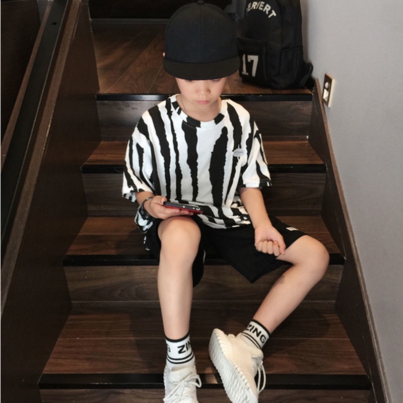 Áo Thun Ngắn Tay Kẻ Sọc Ngang Thời Trang Mùa Hè Mới Cho Bé Trai