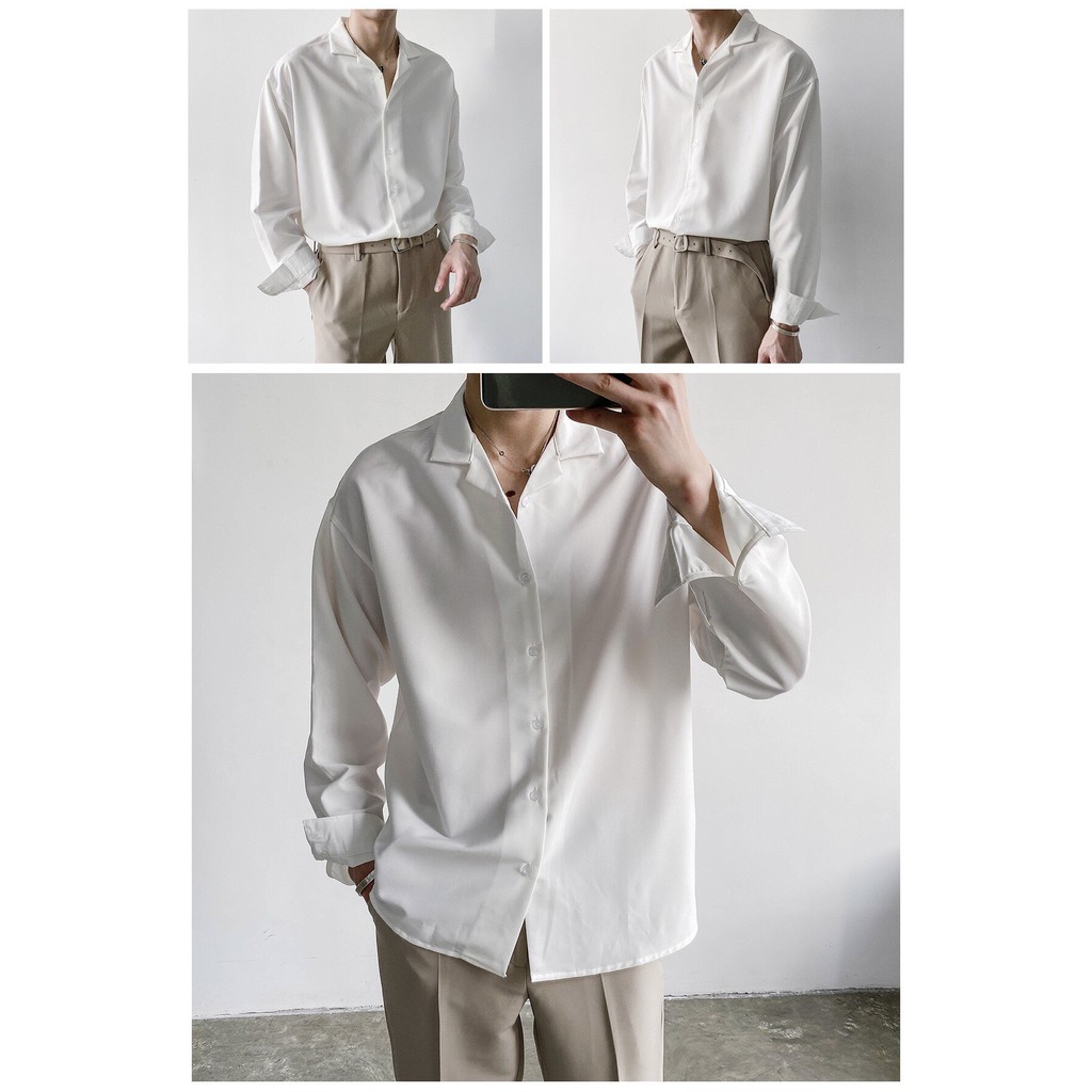 Áo Sơ Mi Cổ Vest màu Trắng Basic nam nữ unisex BC016 | BigBuy360 - bigbuy360.vn